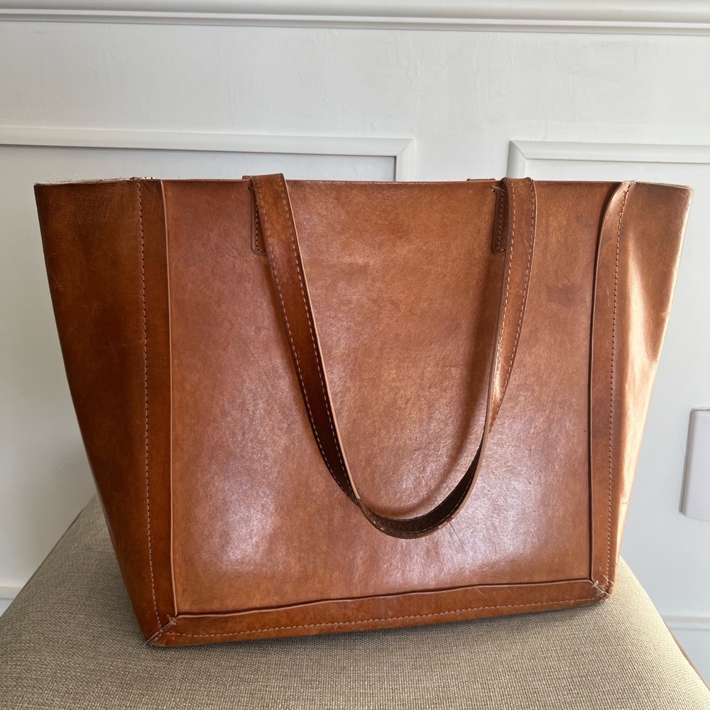 Loeffler Randall Structured Brown Leather Tote Bag